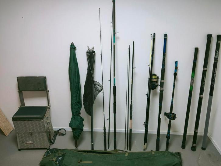 Complete hengel set incl molens en toebehoren, Watersport en Boten, Hengelsport | Witvissen, Gebruikt, Complete set, Ophalen