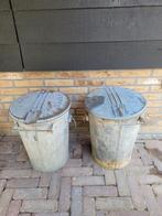 Zinken vuilnisbak emmer 2 stuks., Antiek en Kunst, Ophalen
