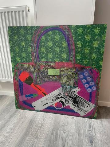 Modern kunstwerk Cobra Art damestas schilderij beschikbaar voor biedingen