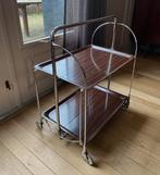 Vintage Opvouwbare Serveerwagen Dranktrolley Sidetable, Huis en Inrichting, Overige materialen, Mis century jaren 60 60s, Gebruikt