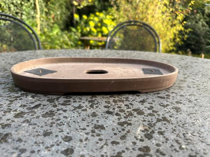 Hele lage bonsaischaal mat donkerbruin geglazuurd, Tuin en Terras, Bloempotten, Nieuw, Aardewerk, Binnen, Balkon, Tuin, Minder dan 40 cm