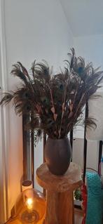 Vaas met pauwenveren, Ophalen of Verzenden, Zo goed als nieuw