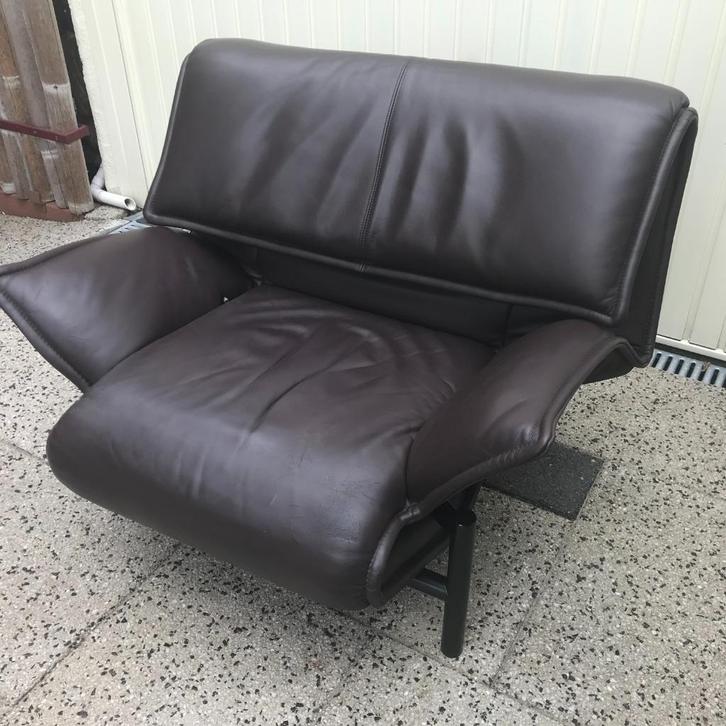 Vintage Cassina Veranda fauteuil lounge chair stoel leer, Huis en Inrichting, Fauteuils, Gebruikt, Leer, 50 tot 75 cm, 75 tot 100 cm