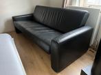 Zwarte dure leren bank - Tweepersoons, Gebruikt, 150 tot 200 cm, Tweepersoons, Ophalen of Verzenden