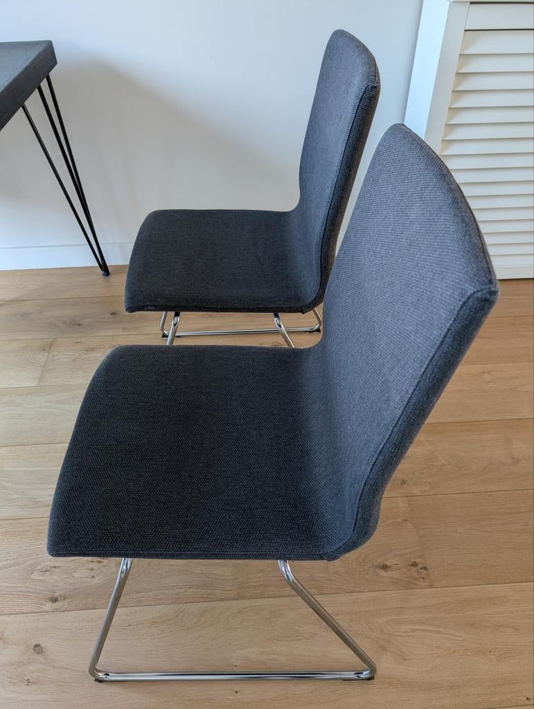 4 IKEA Volvang stoelen - grijs, metalen onderstel, Ophalen, Gebruikt, Stof, Vier