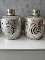 Set van 2 decoratieve zilveren vazen 30cm x 36 cm hoog, Huis en Inrichting, Ophalen, Overige kleuren, Minder dan 50 cm, Glas