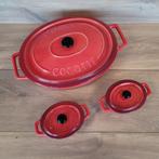 Retro ovenschalen van Gusta, Cocotte Maxi en 2 mini's, Huis en Inrichting, Keuken | Potten en Pannen, Gebruikt, Gietijzer, Overige typen