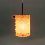 Zeshoekige vintage hanglamp glas en chroom jaren 60, Glas, Ophalen of Verzenden, Zo goed als nieuw, Midcentury