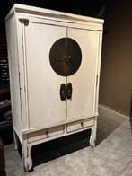 Witte Chinese Bruids Kast, Gebruikt, 200 cm of meer, Teakhout, Strak stijlvol japandi