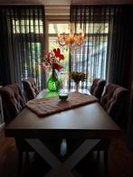 4 landelijke eetkamerstoelen, Huis en Inrichting, Stoelen, Ophalen, Gebruikt, Bruin, Vier