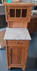 Antiek houten kastje met marmeren blad, Huis en Inrichting, Gebruikt, Grenenhout, 25 tot 50 cm, 50 tot 100 cm