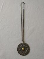 Bronskleurige ketting met ronde filigrain Mandala hanger, Ophalen of Verzenden, Gebruikt, Bruin, Overige materialen