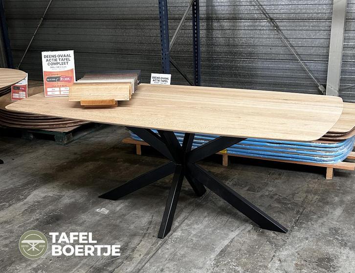 Deens ovaal eiken tafelblad 200 x 100 cm, Huis en Inrichting, Tafels | Eettafels, Nieuw, 100 tot 150 cm, 200 cm of meer, Vijf personen of meer