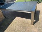 Rvs tuintafel met granietenblad 220x100, Tuin en Terras, Tuintafels, Ophalen, Gebruikt, Rechthoekig, Rvs