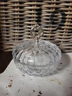 Kristallen bonbonnière met zilveren deksel, Ophalen of Verzenden, Zo goed als nieuw