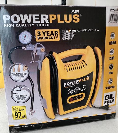 Compressor powerplus POWX1705 1100w, Doe-het-zelf en Verbouw, Compressors, Zo goed als nieuw, 6 tot 10 bar, Minder dan 25 liter