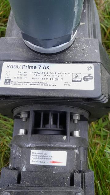 badu prime 7 ak vuilwaterpomp beschikbaar voor biedingen