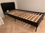 IKEA SLATTUM bed zwart kunstleer met lattenbodem, Ophalen, 90 cm, Eenpersoons, Zwart