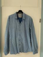 Leuke spijker overhemd met bladmotief, Verzenden, Gedragen, Blauw, Halswijdte 43/44 (XL)
