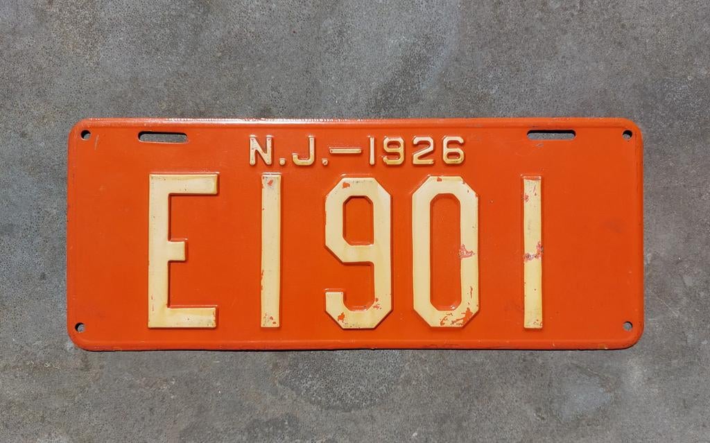 Kentekenplaat 1926 New Jersey USA Nummerplaat Nummerbord, Ophalen of Verzenden, Gebruikt, Auto's