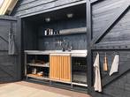 Buitenkeuken rvs blad en frame, afgewerkt met duurzaam hout, Ophalen of Verzenden, Zo goed als nieuw, Houtskool