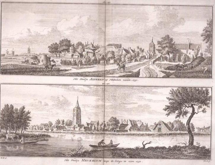 Asperen / Heukelum Kopergravures H.Spilman, Antiek en Kunst, Kunst | Etsen en Gravures, Ophalen of Verzenden