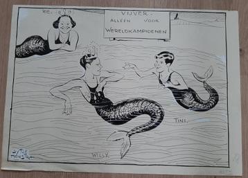 Originele Sytze Henstra sport tekeningen uit 1936-1938 beschikbaar voor biedingen