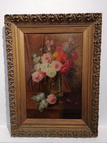 Victor GALLEZ (XX) Bloemenpracht op Hout, Schilderij op doek beschikbaar voor biedingen