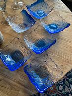 Dessert schaaltjes - Blauw Glas, Schaal, Vierkant, Ophalen of Verzenden, Glas