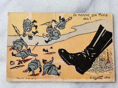 Wo1: mars naar parijs 1914 spot (knik), Verzamelen, Militaria | Algemeen, Landmacht, Foto of Poster, Nederland, Ophalen of Verzenden
