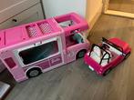 Barbie camper met douche zwembad en auto, Ophalen, Zo goed als nieuw