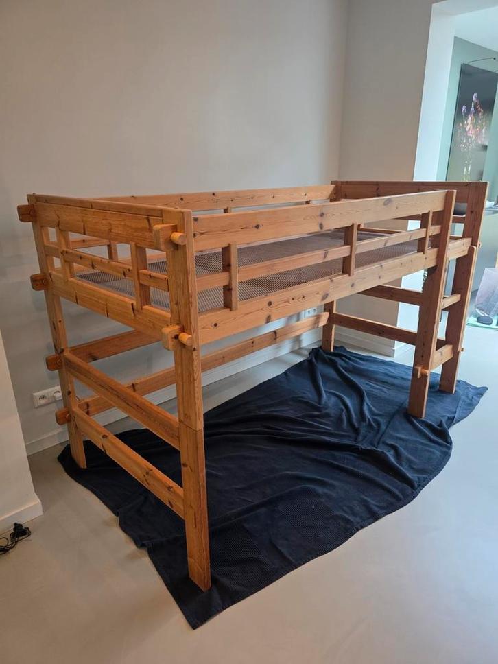 Half hoogslaper (220x103x130) + Auping spiraalbodem (200x90), Huis en Inrichting, Slaapkamer | Stapelbedden en Hoogslapers, Gebruikt