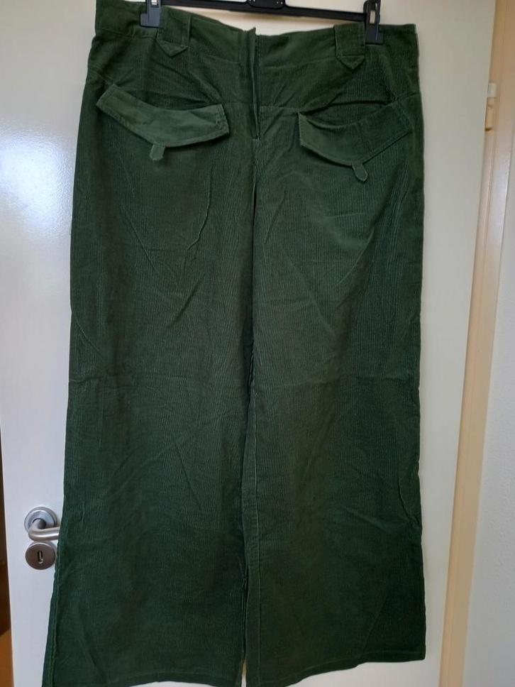Donkergroene ART lange rib broek, maat 48-50, 16, Kleding | Dames, Grote Maten, Nieuw, Broek of Spijkerbroek, Groen, Ophalen of Verzenden