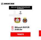 Leverkusen - Villarreal, Tickets en Kaartjes, Losse kaart, Drie personen of meer, Januari, Europa of Champions League
