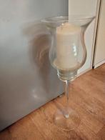 Windlicht/kandelaar op voet. Kelkvorm.Glas. 49cm hoog., Ophalen, Overige materialen, Overige kleuren, 25 tot 50 cm