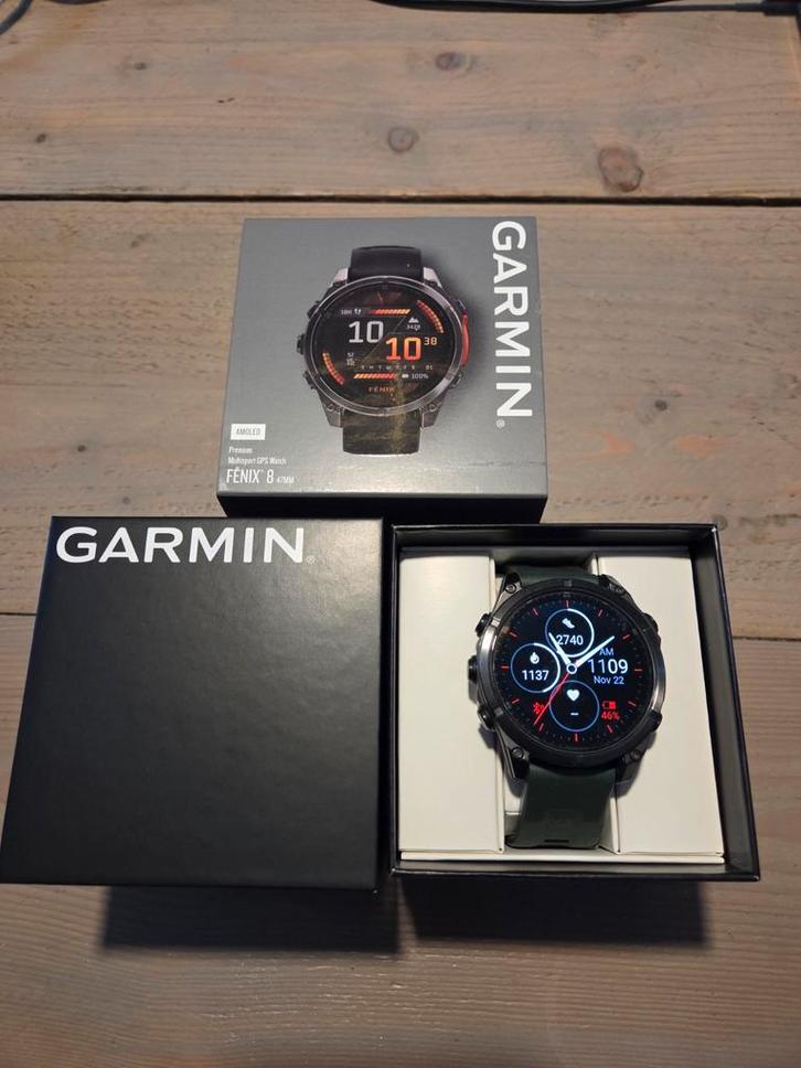Garmin Fenix 8 47mm Amoled smartwatch, Sieraden, Tassen en Uiterlijk, Smartwatches, Zo goed als nieuw, Android, Zwart, Afstand