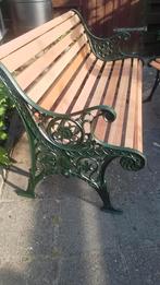 Gietijzeren Tuinbank Mahoniehout gelakt.  per stuk, Tuin en Terras, Tuinbanken, Ophalen, Zo goed als nieuw, Metaal