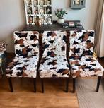 3 nette mooie koeienstof eetkamer stoelen, Huis en Inrichting, Stoelen, Ophalen, Koe, Overige kleuren, Drie
