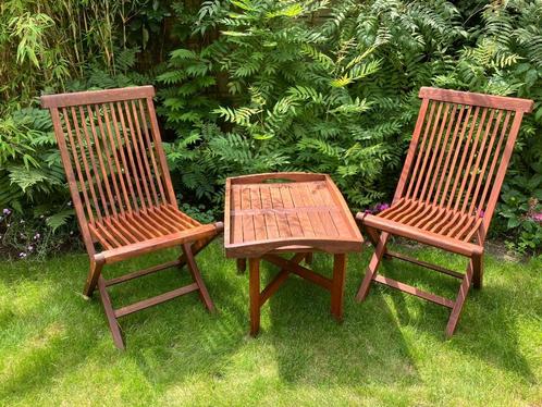 Mooie tuinset hardhout alles opklapbaar. Zie alle foto’s., Tuin en Terras, Tuinsets en Loungesets, Zo goed als nieuw, Tuinset