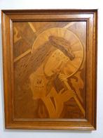 Hout ingelegd paneel van Jesus - marqueterie [1025], Antiek en Kunst, Ophalen of Verzenden