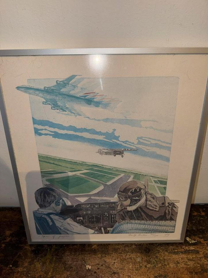 Gesigneerde en genummerde ets vereniging verkeersvliegers, Antiek en Kunst, Kunst | Litho's en Zeefdrukken, Ophalen of Verzenden
