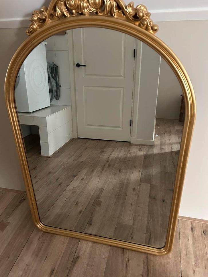 Brocante Gouden Spiegel XXL, Huis en Inrichting, Woonaccessoires | Spiegels, Gebruikt, Minder dan 50 cm, 100 tot 150 cm, Overige vormen
