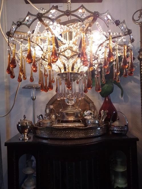 Antieke Plafoniere Pegellamp !!!!!!!!!!, Huis en Inrichting, Lampen | Plafondlampen, Gebruikt, Glas, Metaal, Ophalen of Verzenden