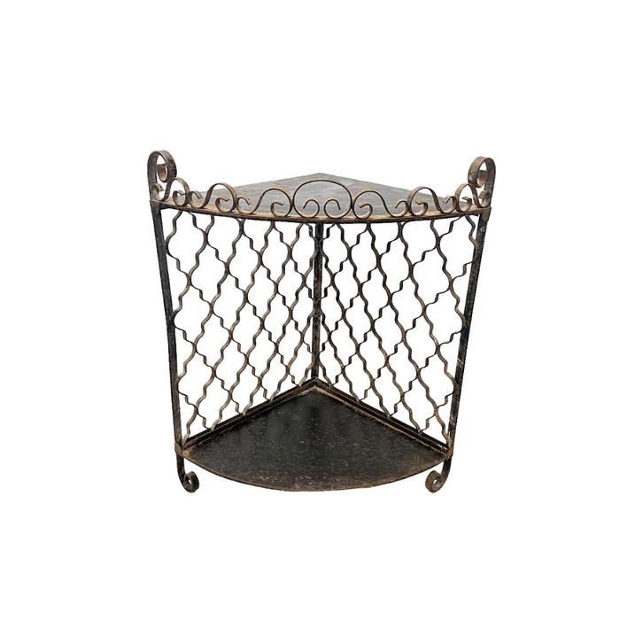 Vintage metalen hoek étagère, Huis en Inrichting, Woonaccessoires | Etagères, Gebruikt, Ophalen of Verzenden