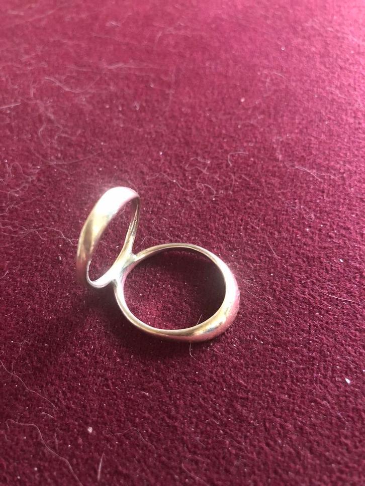 Zilveren dubbel ring, Sieraden, Tassen en Uiterlijk, Piercings, Zo goed als nieuw, Zilver, Ophalen of Verzenden