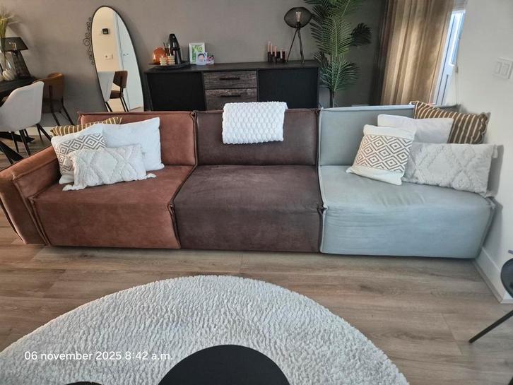 Elementenbank in 3 kleuren Umix, Huis en Inrichting, Banken | Bankstellen, Gebruikt, Hoekbank, Vierpersoons of meer, 250 tot 300 cm