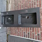 Aquazuro wasbak dubbel Napoli Zwart mat 120 x 48 cm, Doe-het-zelf en Verbouw, Sanitair, Ophalen, Zo goed als nieuw, Wastafel