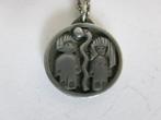 Ketting Georg Jensen Adam en Eva Pewter, Ophalen of Verzenden, Gebruikt, Goud, Overige materialen