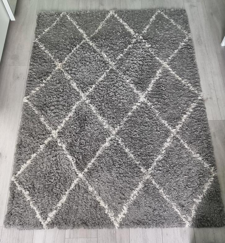Grijs Vloerkleed met Ruitpatroon, Huis en Inrichting, Stoffering | Tapijten en Kleden, Zo goed als nieuw, 100 tot 150 cm, 150 tot 200 cm