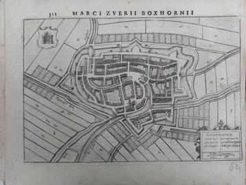 3 / Plattegrond Oudewater Gravure uit 1634 van M. Z. Boxhorn beschikbaar voor biedingen
